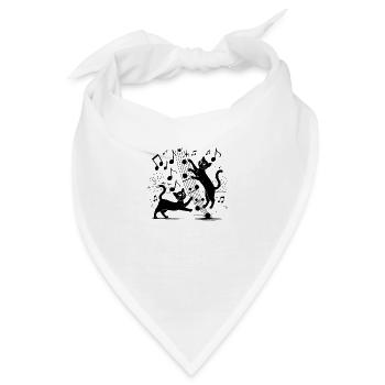 Schwarze Katzen Muster spielen mit Musiknote - Bandana - Weiß - Vorne