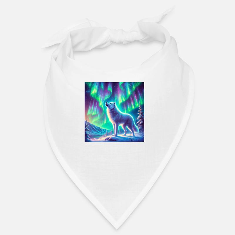Wolf Aurora Borealis - Bandana - Weiß