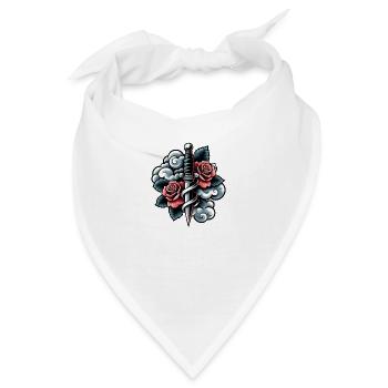 Rose und Dolch - Bandana - Weiß - Vorne