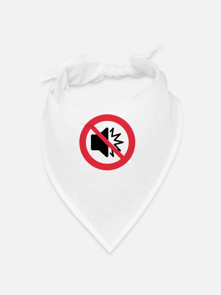 No sound - silent - mute - do not disturb - autism - Bandana - white - Front