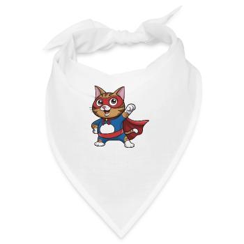 Katze im Superhelden-Umhang - Bandana - Weiß - Vorne