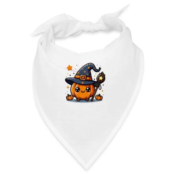 Halloween Hexe Kürbis - Bandana - Weiß - Vorne