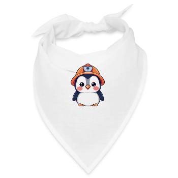 Bautrupp-Pinguin mit orangefarbenem Schutzhelm - Bandana - Weiß - Vorne