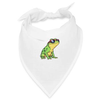 Skurriler Frosch mit roter und blauer Sonnenbrille, Casual - Bandana - Weiß - Vorne