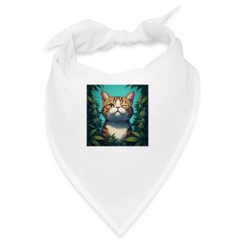 Der entspannte Kater - Bandana - Weiß - Vorne