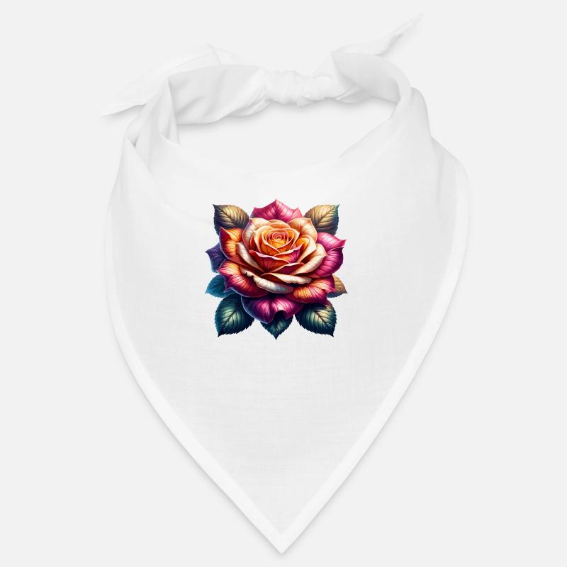 Fleur rose colorée avec des feuilles Bandana