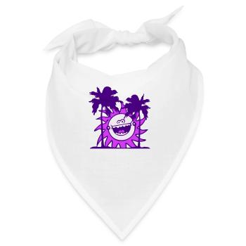 Lustige Sonne Lacht Glücklich Spaß Gesicht Palmen - Bandana - Weiß - Vorne