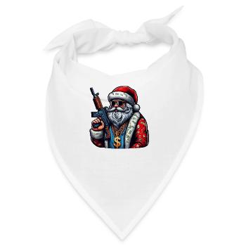 Weihnachtsmann mit AK 47 - Bandana - Weiß - Vorne