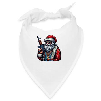Weihnachtsmann mit AK 47 und lustigem Spruch - Bandana - Weiß - Vorne