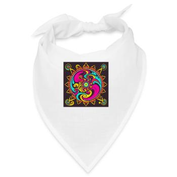 Psychedelisches Sonnendesign in leuchtenden Farben - Bandana - Weiß - Vorne