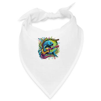 Singender Fisch mit Gitarre - Bandana - Weiß - Vorne