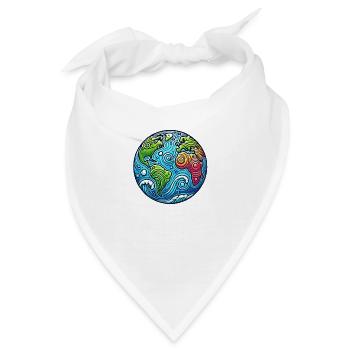 Erde Planet - Bandana - Weiß - Vorne
