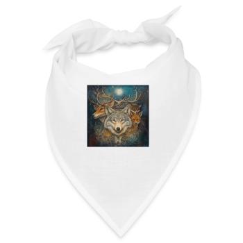 Esoterik Spiritualität Mystik Wolf, Fuchs, Hirsch, - Bandana - Weiß - Vorne