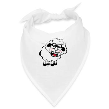 Schaf Nerd Hornbrille Brille Spange Geek Schlau - Bandana - Weiß - Vorne
