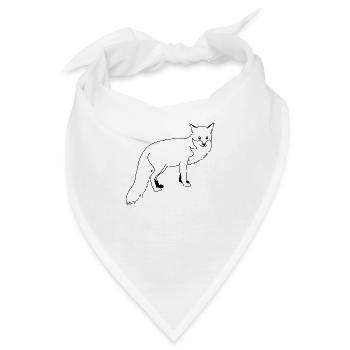 Fuchs - Grafik in schwarz-weiss - Bandana - Weiß - Vorne