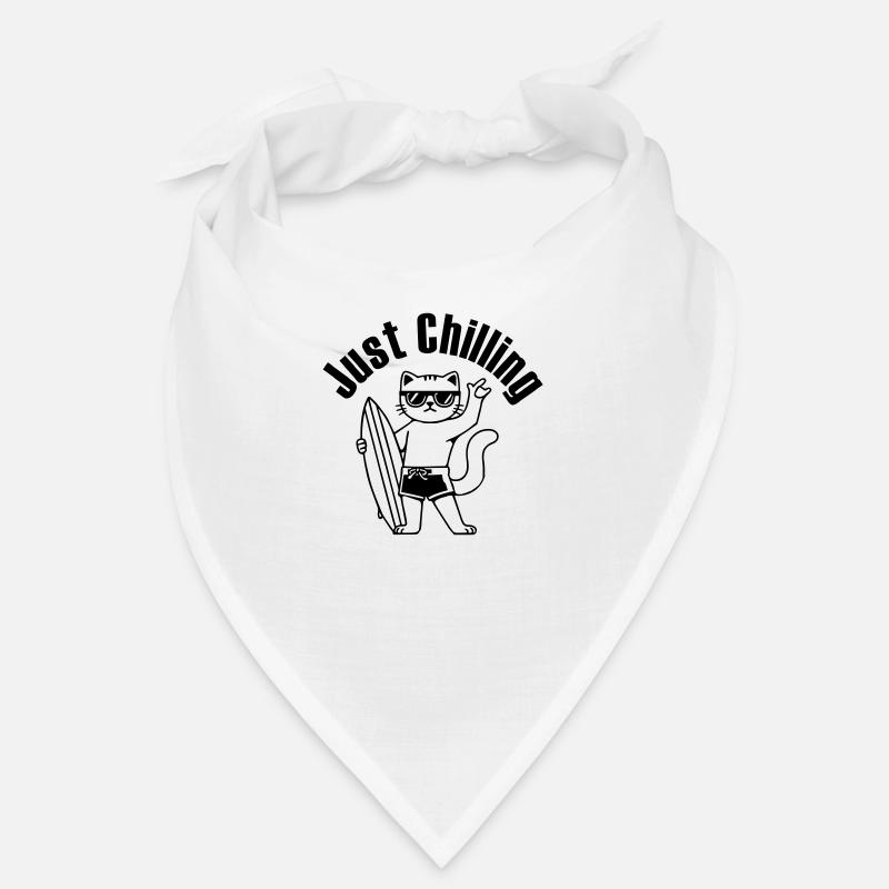Chat surfeur - Design « Just Chilling » - Bandana - blanc