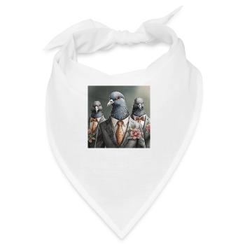 Tauben im Anzug - Bandana - Weiß - Vorne