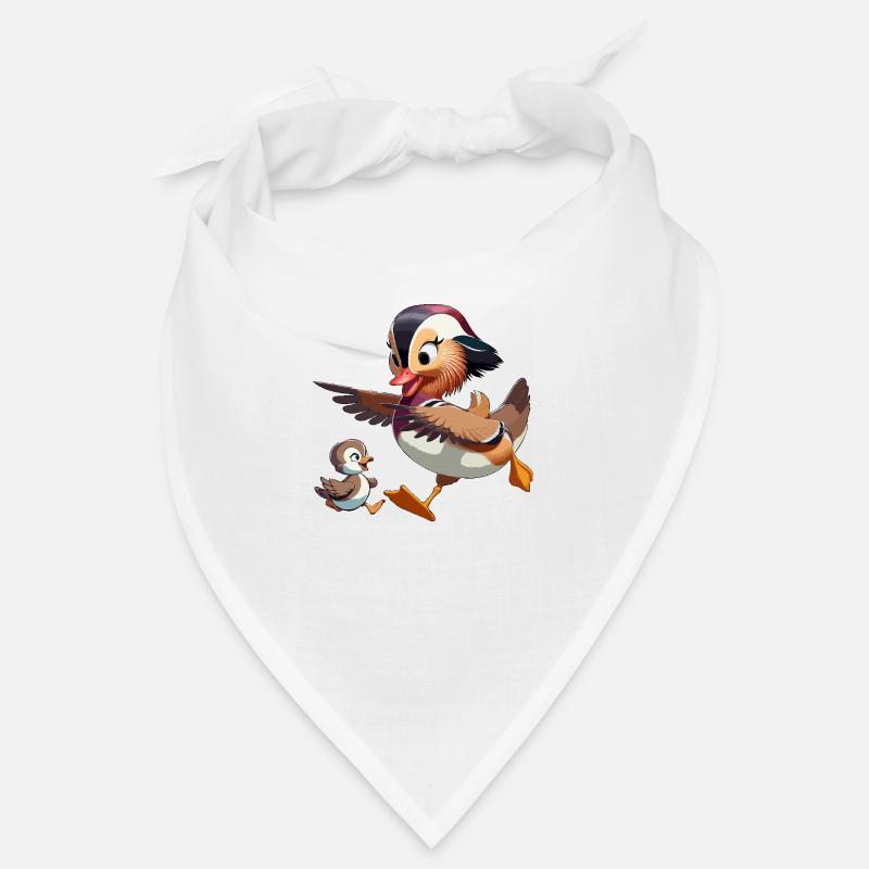 Mandarin duck with young Bandana