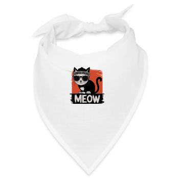 Meow Katze Sonnenbrille - Funny Cat Lover Design - Bandana - Weiß - Vorne