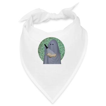 lesender Geist vor Tarnhintergrund - Bandana - Weiß - Vorne
