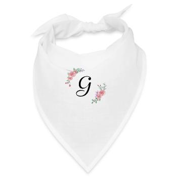 Rosa Blumenbuchstabe g - Bandana - Weiß - Vorne