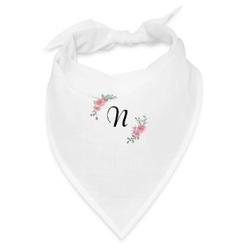 Rosa Blumenbuchstabe n - Bandana - Weiß - Vorne