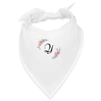 Rosa Blumenbuchstabe - Bandana - Weiß - Vorne