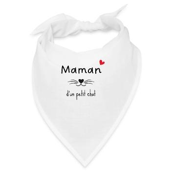 Mama einer kleinen Katze - passendes kleines Baby - Bandana - Weiß - Vorne