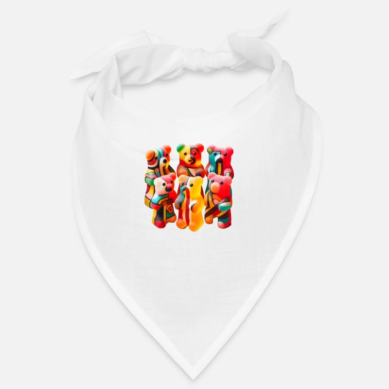 Gummibärchen mit abstraktem Muster - Bandana - Weiß