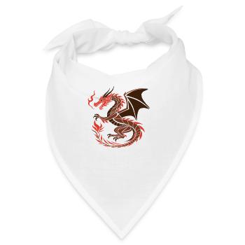 Roter Drache - Fantasy Kunst - Bandana - Weiß - Vorne