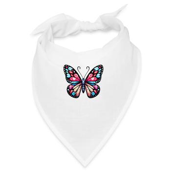 Mehrfarbiger Schmetterling, Symbol der Leichtigkeit - Bandana - Weiß - Vorne