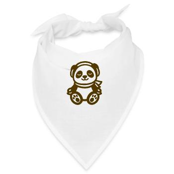 Chilliger Panda mit Kopfhörern – Musik trifft - Bandana - Weiß - Vorne