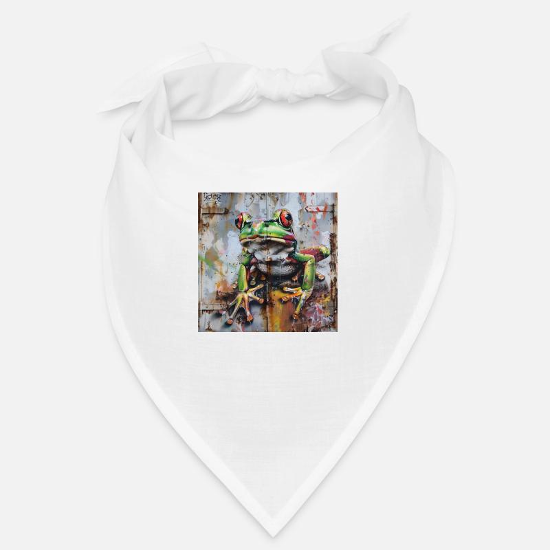 Graffiti green frog rusty surface Bandana