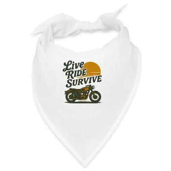 Motorrad Live Ride Survive Vintage Style - Bandana - Weiß - Vorne