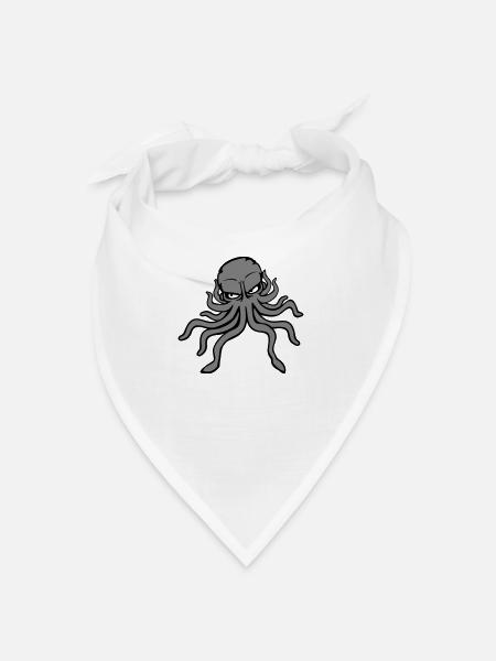 Oktopus Kraken Tintenfisch Kopffüßer böser Blick - Bandana - Weiß - Vorne