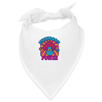Mushroom Power – Psychedelischer Pilz im Retro-Sti - Bandana - Weiß - Vorne