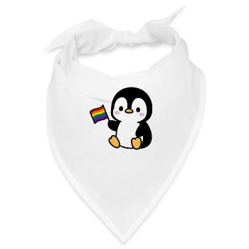 Pinguin mit Regenbogenfahne - Bandana - Weiß - Vorne