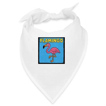 Flamingo Cartoon - Verwitterte Optik - Bandana - Weiß - Vorne