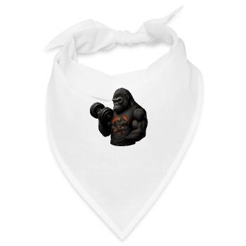 Starker Gorilla beim Bizepstraining mit Power-Shir - Bandana - Weiß - Vorne