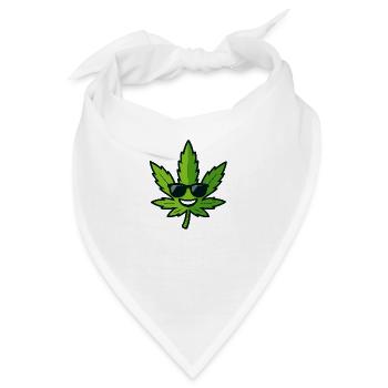 Happy Hanfblatt mit Sonnenbrille - Bandana - Weiß - Vorne