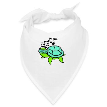 Schildkröte Party Brille Schlitze Kopfhörer Musik - Bandana - Weiß - Vorne
