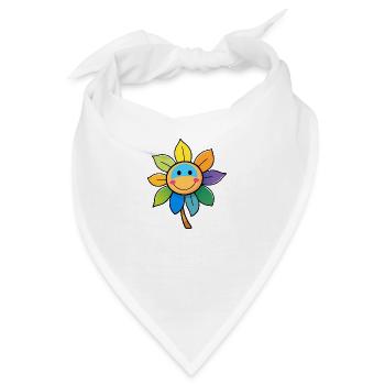 Bunte FarbBlume Farbenfroh Regenbogen Sonnenblume - Bandana - Weiß - Vorne