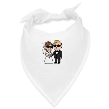 brautpaar ehepaar comic - Bandana - Weiß - Vorne