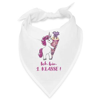 Einhorn mit Zuckertüte Erste Klasse - Bandana - Weiß - Vorne