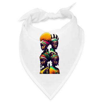 Afrikanische Gesichter - Bandana - Weiß - Vorne