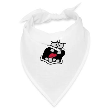 Schreiendes Ängstliches Comic Cartoon Gesicht - Bandana - Weiß - Vorne
