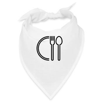 Löffel, Gabel und Teller - Bandana - Weiß - Vorne