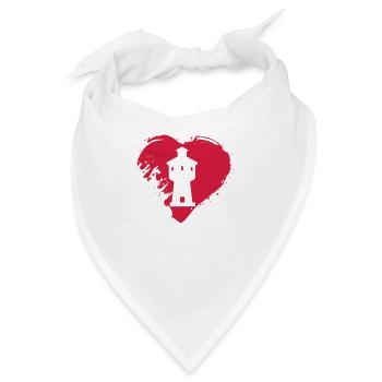 Langeoog Herz Wasserturm Geschenk - Bandana - Weiß - Vorne
