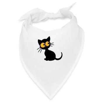 Schwarzes Kätzchen - Bandana - Weiß - Vorne