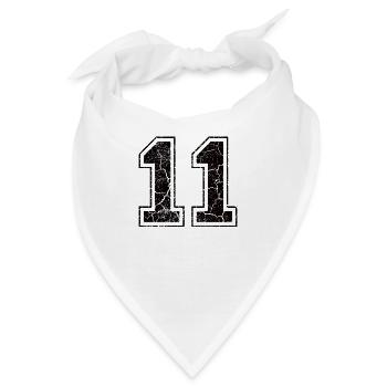 Zahl 11 im Used Look - Bandana - Weiß - Vorne